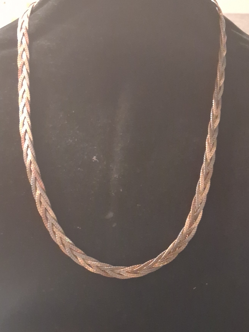 Tri-Tone Braided Chain Necklace - Women Jewelry